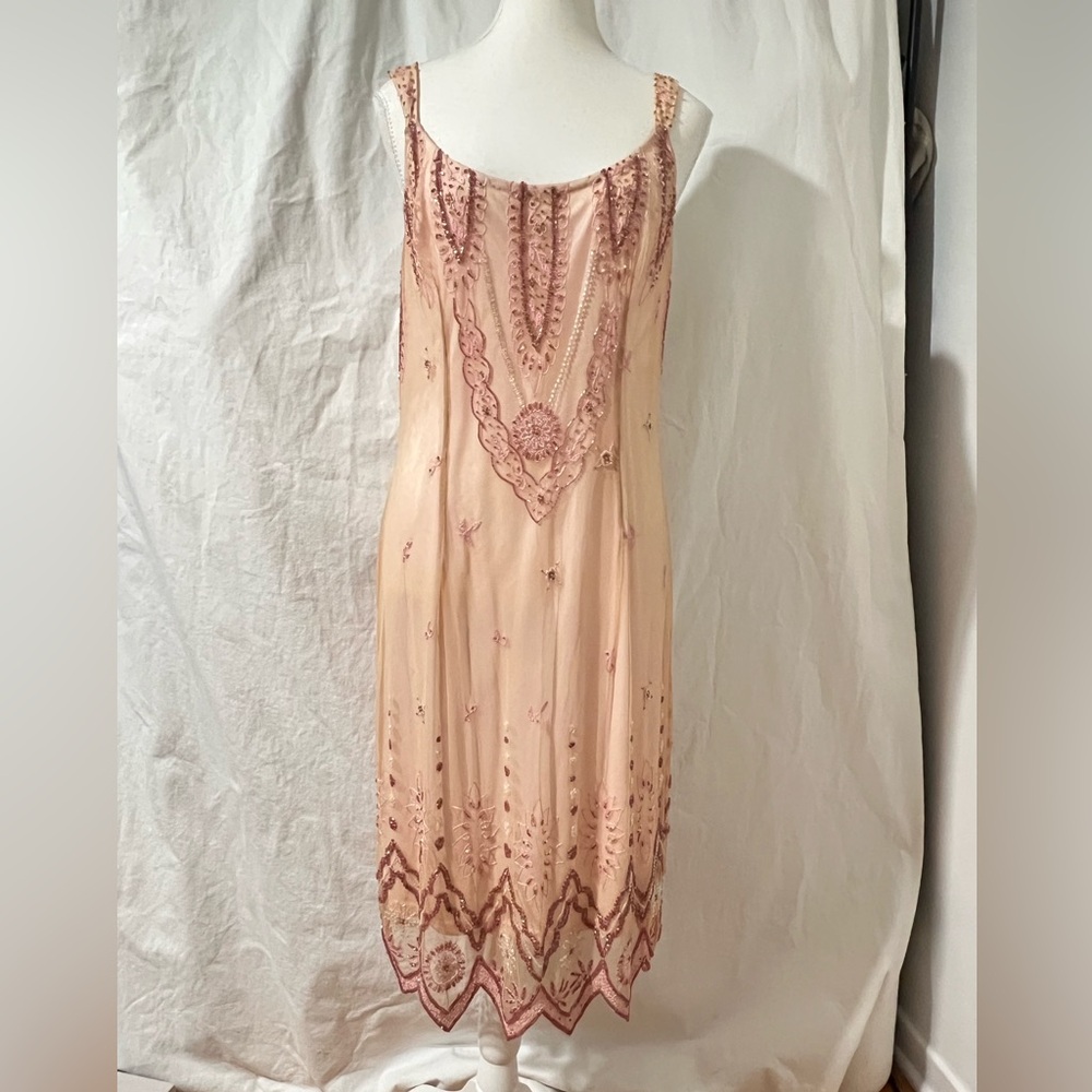 Marina Vintage Elegant Pink Embroidered Dress